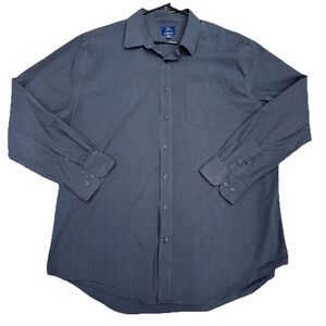 George Black Pin Striped Long Sleeve Button Up - Men’s 2XL Grey 50-52